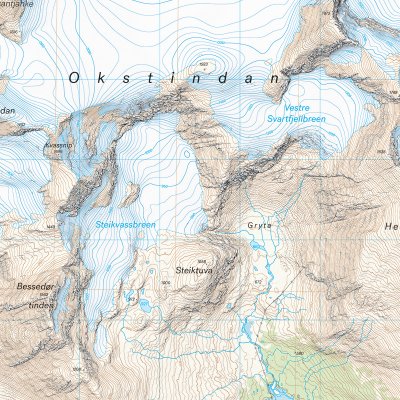 Høyfjellskart Okstindan 1:25 000