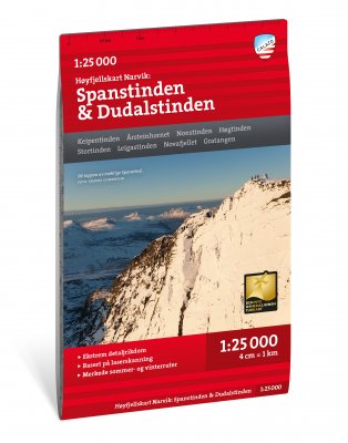 Høyfjellskart Narvik: Spanstinden & Dudalstinden 1:25.000