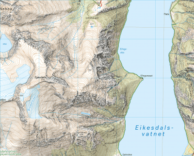 Høyfjellskart Romsdalen: Isfjorden & Eresfjord 1:25 000