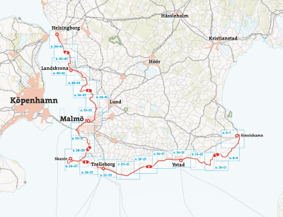 Cykelatlas Sydkustleden 1:50.000