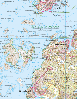 Södra Bohuslän kartexempel, Lysekil och Fiskebäckskil