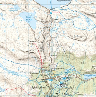 Høyfjellskart Jotunheimen: Tyin & Filefjell 1:25 000